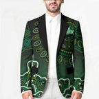 Melbourne Stars Cricket Mascot Blazer Aboriginal Dot Art Green And Black Tribal Pattern