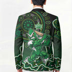 Melbourne Stars Cricket Mascot Blazer Aboriginal Dot Art Green And Black Tribal Pattern