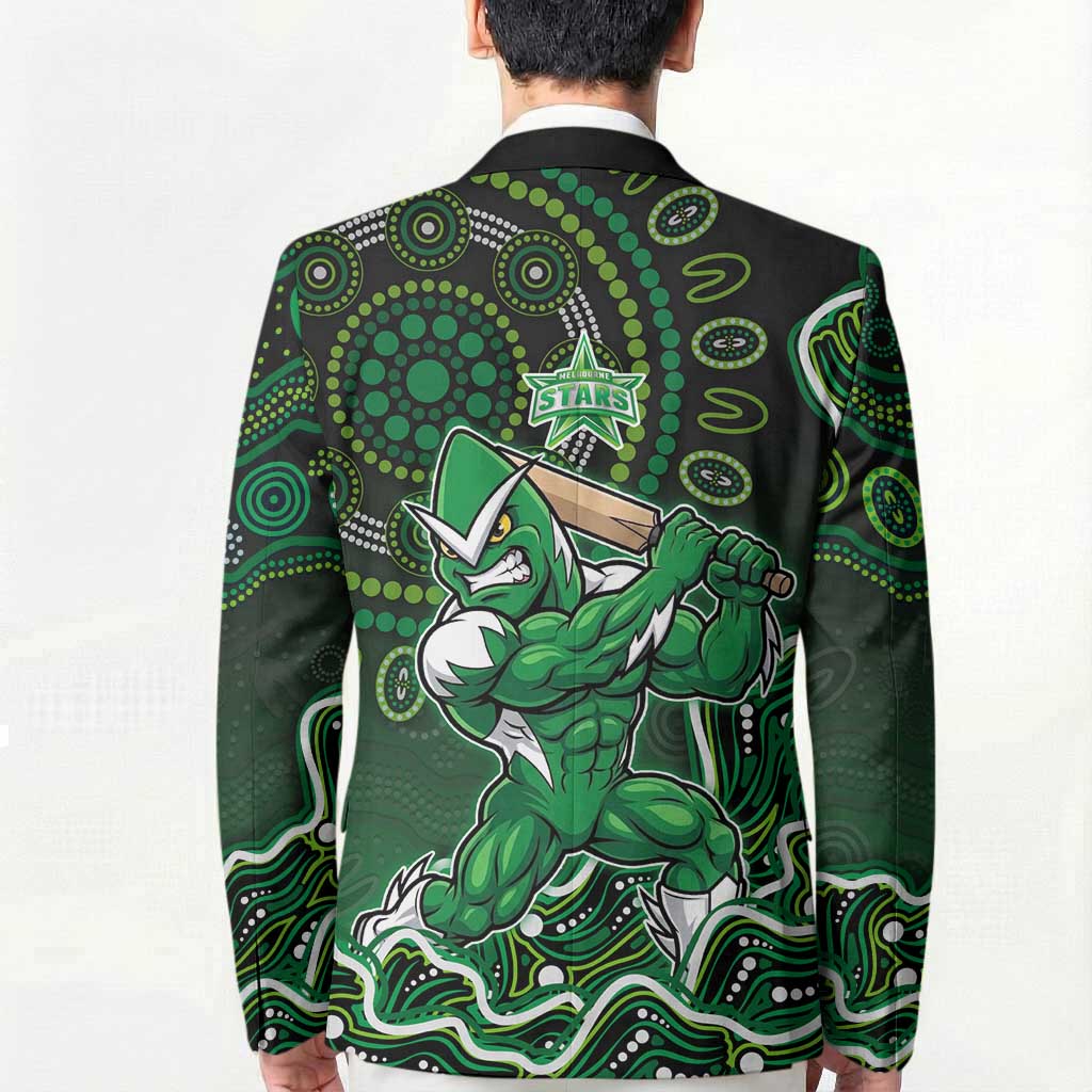Melbourne Stars Cricket Mascot Blazer Aboriginal Dot Art Green And Black Tribal Pattern