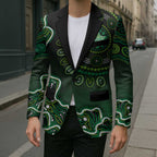 Melbourne Stars Cricket Mascot Blazer Aboriginal Dot Art Green And Black Tribal Pattern