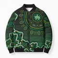 Melbourne Stars Cricket Mascot Bomber Puffer Jacket Aboriginal Dot Art Green And Black Tribal Pattern