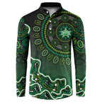 Melbourne Stars Cricket Mascot Button Sweatshirt Aboriginal Dot Art Green And Black Tribal Pattern