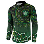 Melbourne Stars Cricket Mascot Button Sweatshirt Aboriginal Dot Art Green And Black Tribal Pattern
