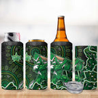 Melbourne Stars Cricket Mascot 4 in 1 Can Cooler Tumbler Aboriginal Dot Art Green And Black Tribal Pattern