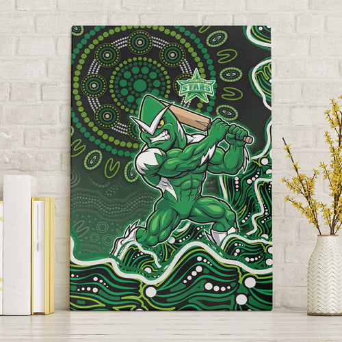Melbourne Stars Cricket Mascot Canvas Wall Art Aboriginal Dot Art Green And Black Tribal Pattern