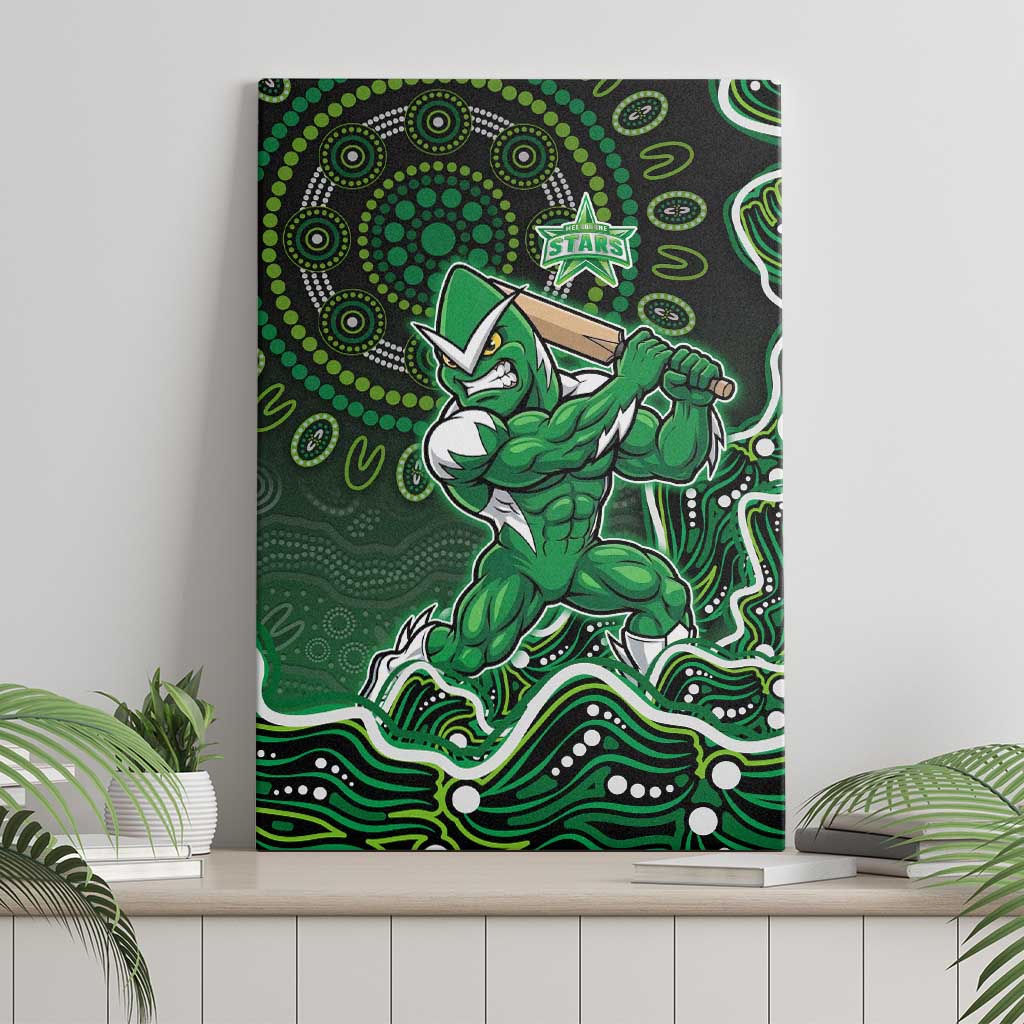 Melbourne Stars Cricket Mascot Canvas Wall Art Aboriginal Dot Art Green And Black Tribal Pattern