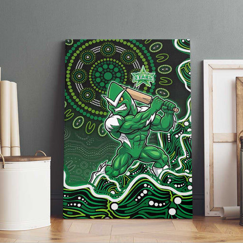 Melbourne Stars Cricket Mascot Canvas Wall Art Aboriginal Dot Art Green And Black Tribal Pattern