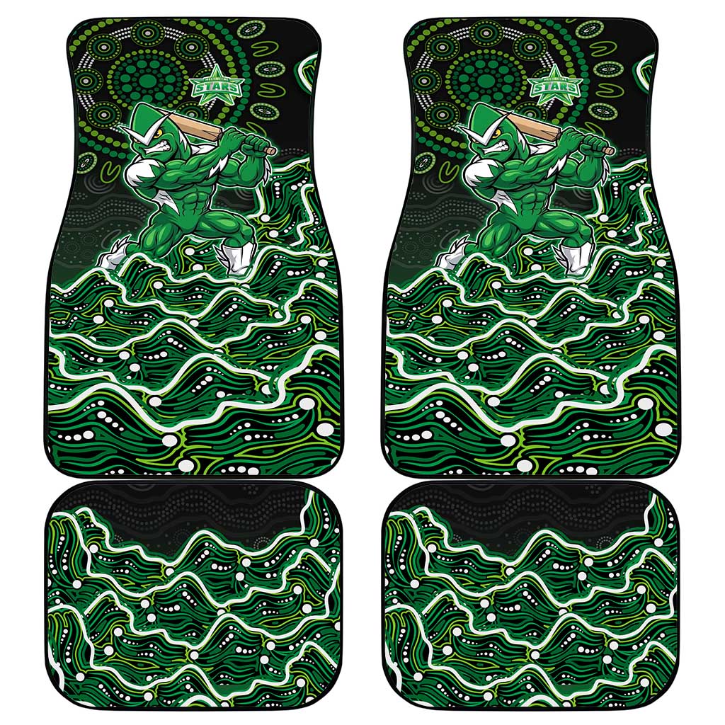 Melbourne Stars Cricket Mascot Car Mats Aboriginal Dot Art Green And Black Tribal Pattern