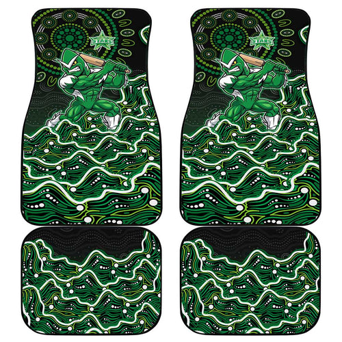 Melbourne Stars Cricket Mascot Car Mats Aboriginal Dot Art Green And Black Tribal Pattern