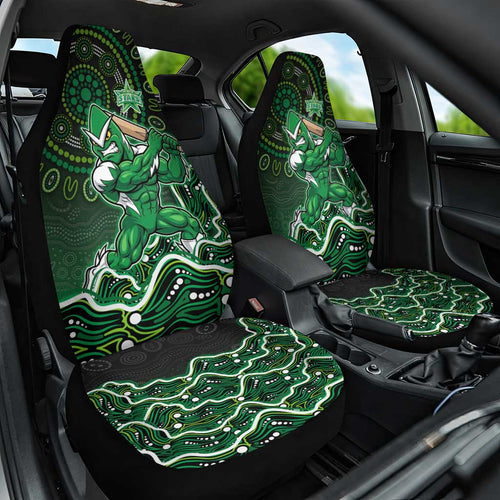 Melbourne Stars Cricket Mascot Car Seat Cover Aboriginal Dot Art Green And Black Tribal Pattern