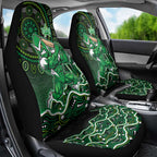 Melbourne Stars Cricket Mascot Car Seat Cover Aboriginal Dot Art Green And Black Tribal Pattern