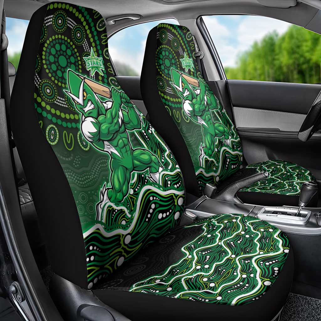 Melbourne Stars Cricket Mascot Car Seat Cover Aboriginal Dot Art Green And Black Tribal Pattern