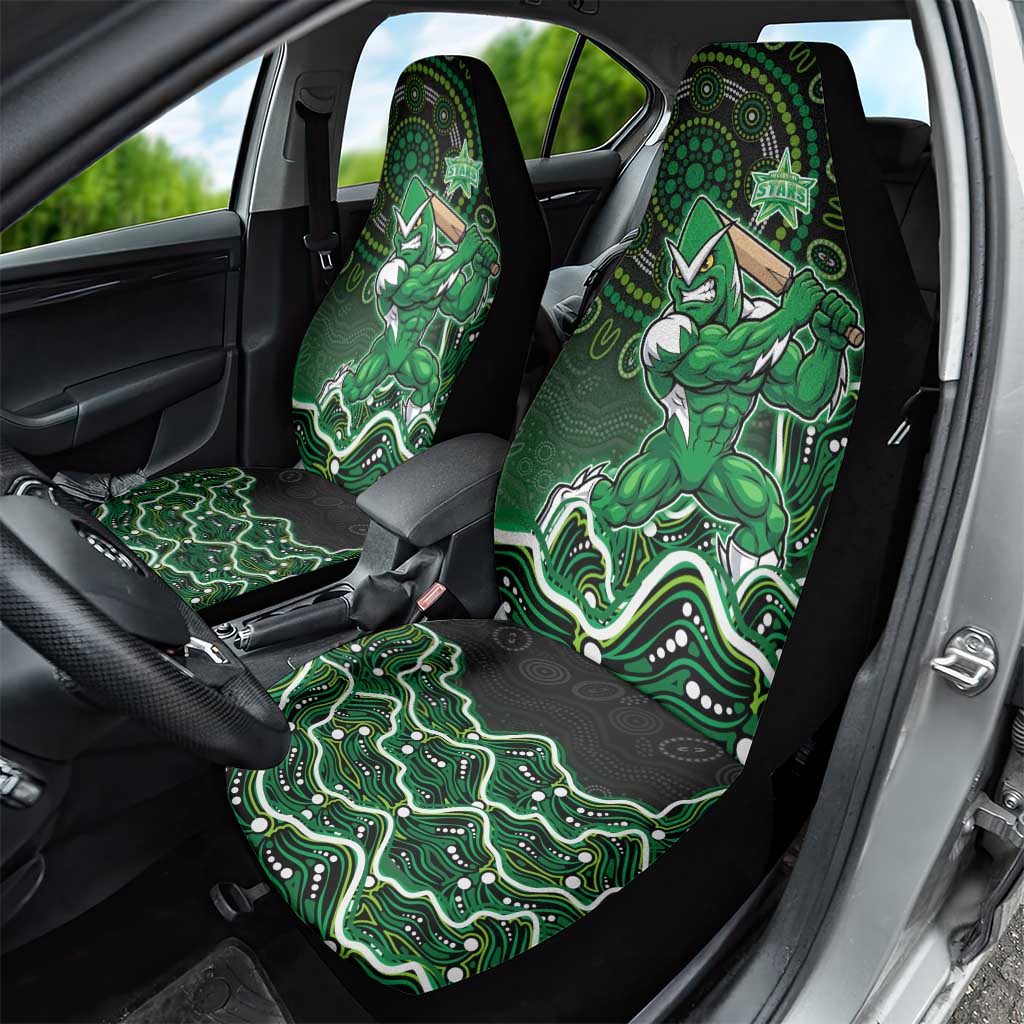Melbourne Stars Cricket Mascot Car Seat Cover Aboriginal Dot Art Green And Black Tribal Pattern