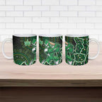 Melbourne Stars Cricket Mascot Ceramic Mug Aboriginal Dot Art Green And Black Tribal Pattern