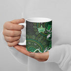 Melbourne Stars Cricket Mascot Ceramic Mug Aboriginal Dot Art Green And Black Tribal Pattern