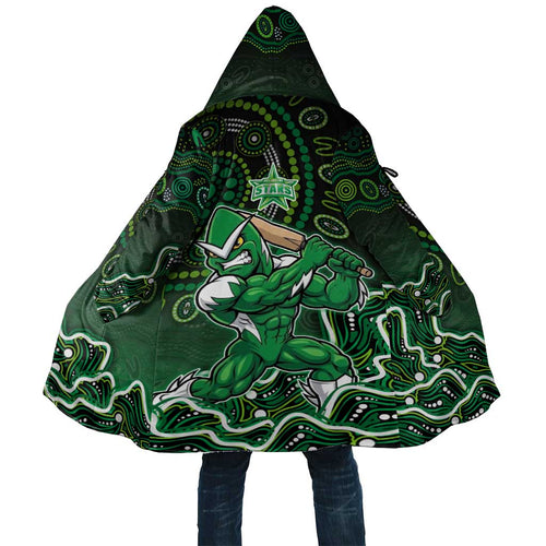 Melbourne Stars Cricket Mascot Cloak Aboriginal Dot Art Green And Black Tribal Pattern