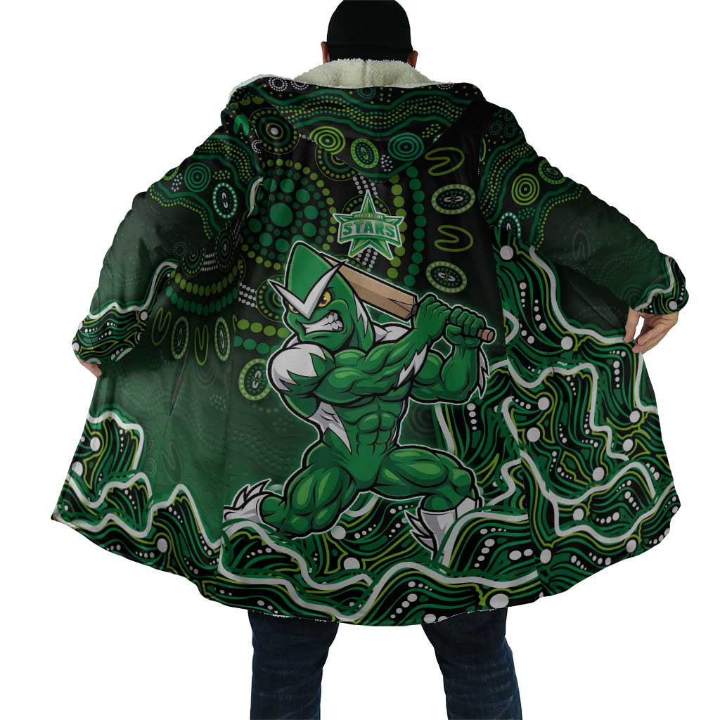 Melbourne Stars Cricket Mascot Cloak Aboriginal Dot Art Green And Black Tribal Pattern