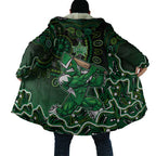 Melbourne Stars Cricket Mascot Cloak Aboriginal Dot Art Green And Black Tribal Pattern