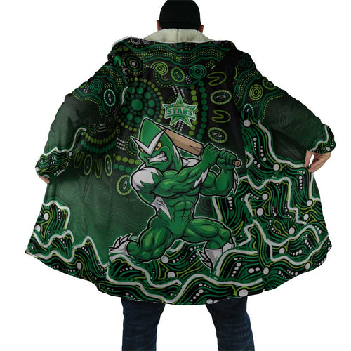 Melbourne Stars Cricket Mascot Cloak Aboriginal Dot Art Green And Black Tribal Pattern