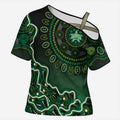 Melbourne Stars Cricket Mascot Cross Shoulder Shirt Aboriginal Dot Art Green And Black Tribal Pattern