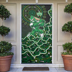 Melbourne Stars Cricket Mascot Door Cover Aboriginal Dot Art Green And Black Tribal Pattern