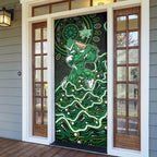 Melbourne Stars Cricket Mascot Door Cover Aboriginal Dot Art Green And Black Tribal Pattern