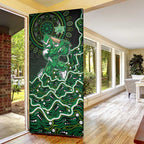 Melbourne Stars Cricket Mascot Door Cover Aboriginal Dot Art Green And Black Tribal Pattern
