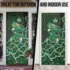 Melbourne Stars Cricket Mascot Door Cover Aboriginal Dot Art Green And Black Tribal Pattern