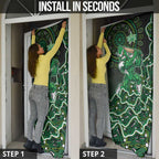 Melbourne Stars Cricket Mascot Door Cover Aboriginal Dot Art Green And Black Tribal Pattern