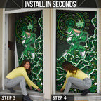 Melbourne Stars Cricket Mascot Door Cover Aboriginal Dot Art Green And Black Tribal Pattern