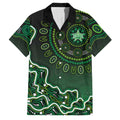 Melbourne Stars Cricket Mascot Family Matching Long Sleeve Bodycon Dress and Hawaiian Shirt Aboriginal Dot Art Green And Black Tribal Pattern