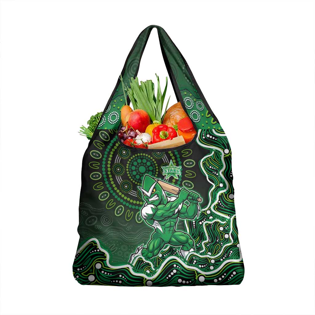 Melbourne Stars Cricket Mascot Grocery Bag Aboriginal Dot Art Green And Black Tribal Pattern