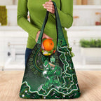 Melbourne Stars Cricket Mascot Grocery Bag Aboriginal Dot Art Green And Black Tribal Pattern