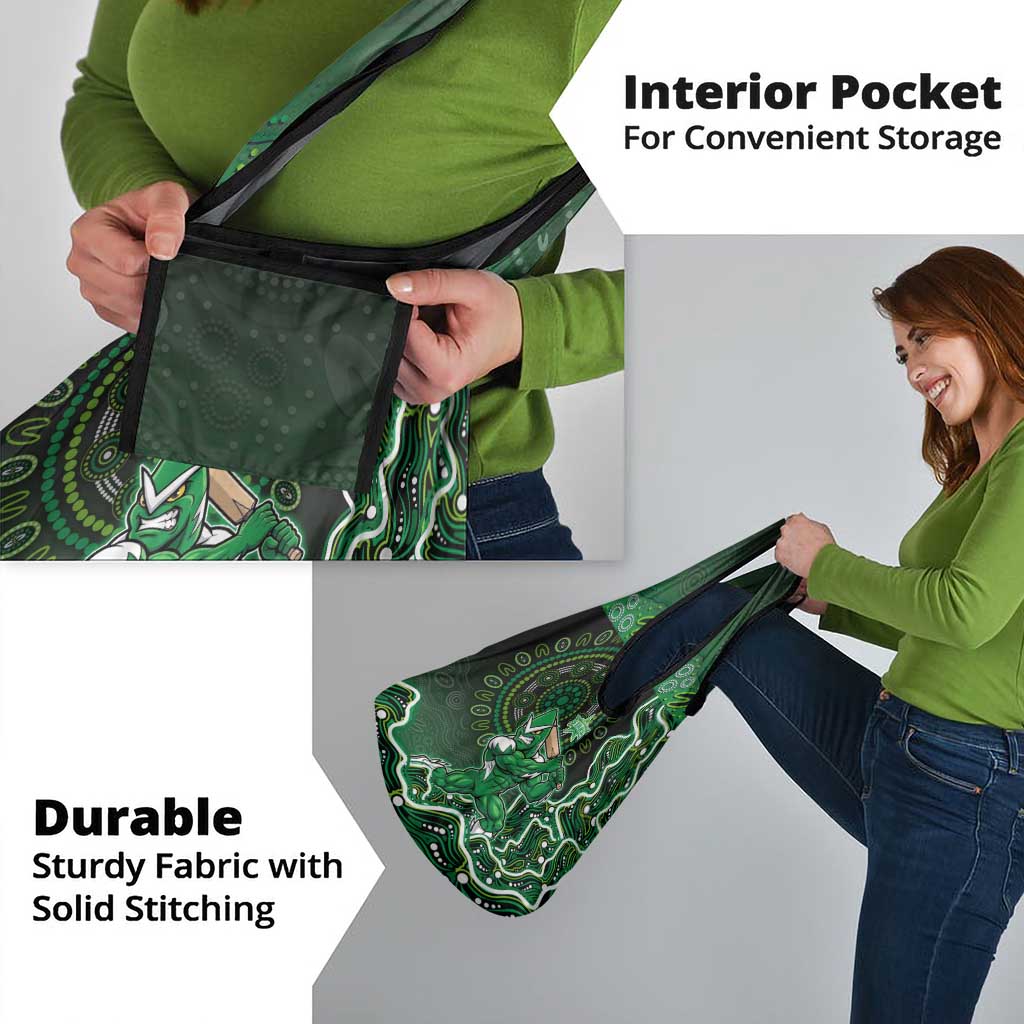 Melbourne Stars Cricket Mascot Grocery Bag Aboriginal Dot Art Green And Black Tribal Pattern