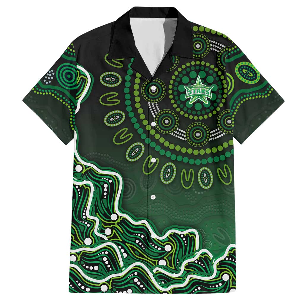 Melbourne Stars Cricket Mascot Hawaiian Shirt Aboriginal Dot Art Green And Black Tribal Pattern