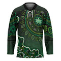 Melbourne Stars Cricket Mascot Hockey Jersey Aboriginal Dot Art Green And Black Tribal Pattern