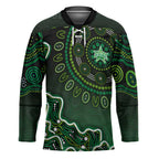 Melbourne Stars Cricket Mascot Hockey Jersey Aboriginal Dot Art Green And Black Tribal Pattern