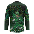 Melbourne Stars Cricket Mascot Hockey Jersey Aboriginal Dot Art Green And Black Tribal Pattern