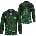 Melbourne Stars Cricket Mascot Hockey Jersey Aboriginal Dot Art Green And Black Tribal Pattern