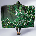 Melbourne Stars Cricket Mascot Hooded Blanket Aboriginal Dot Art Green And Black Tribal Pattern