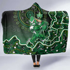 Melbourne Stars Cricket Mascot Hooded Blanket Aboriginal Dot Art Green And Black Tribal Pattern