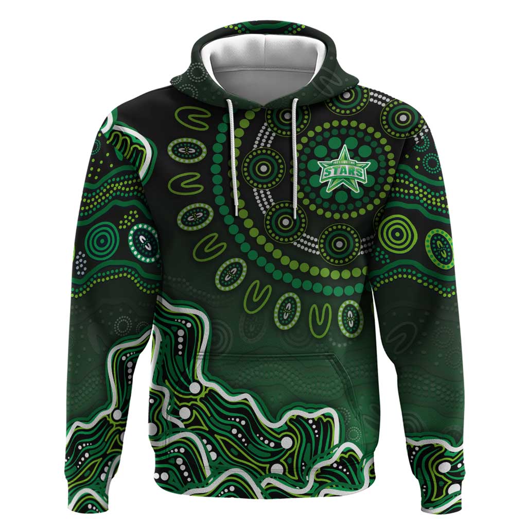 Melbourne Stars Cricket Mascot Hoodie Aboriginal Dot Art Green And Black Tribal Pattern