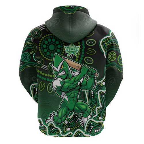 Melbourne Stars Cricket Mascot Hoodie Aboriginal Dot Art Green And Black Tribal Pattern