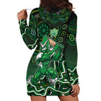 Melbourne Stars Cricket Mascot Hoodie Dress Aboriginal Dot Art Green And Black Tribal Pattern