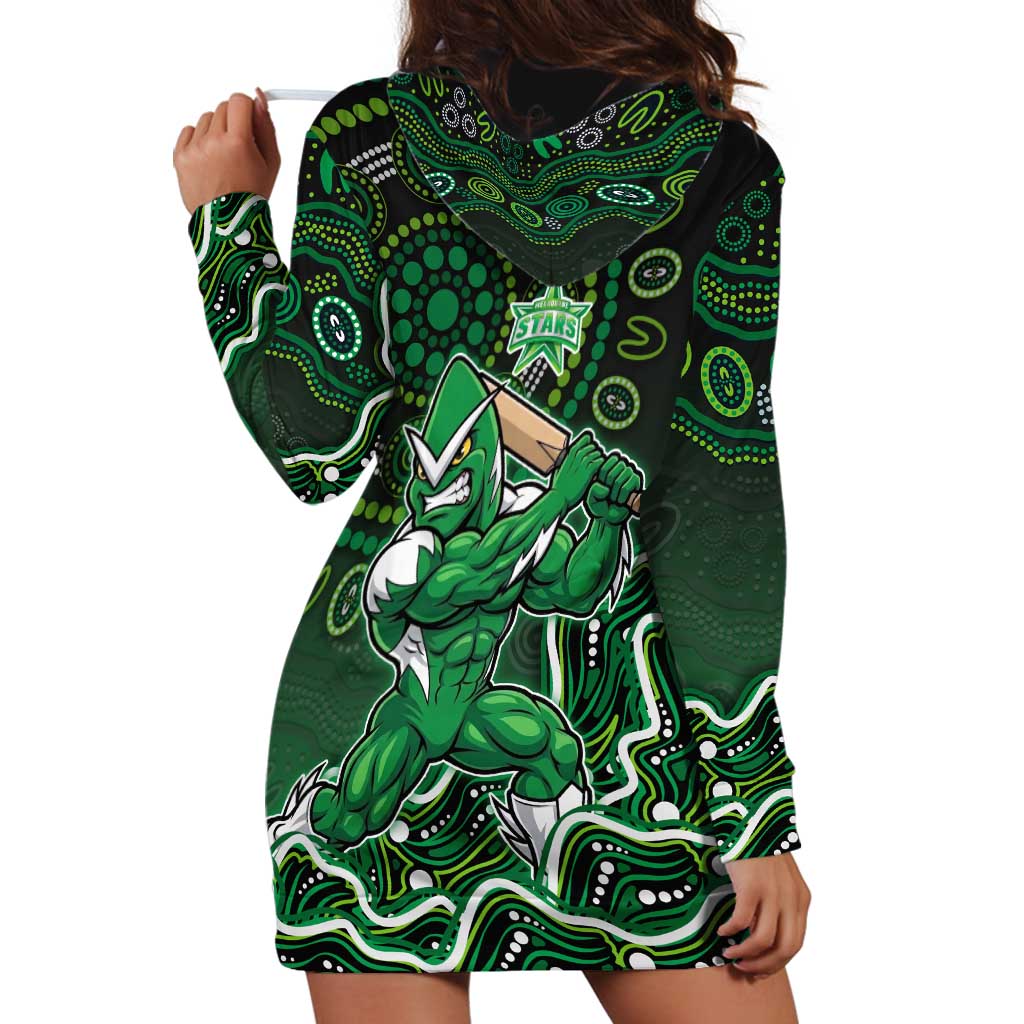 Melbourne Stars Cricket Mascot Hoodie Dress Aboriginal Dot Art Green And Black Tribal Pattern