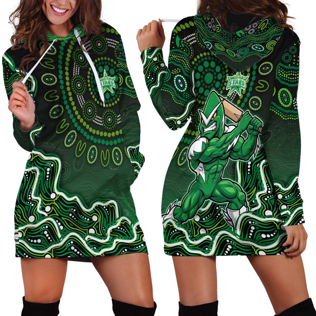 Melbourne Stars Cricket Mascot Hoodie Dress Aboriginal Dot Art Green And Black Tribal Pattern