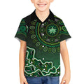 Melbourne Stars Cricket Mascot Kid Hawaiian Shirt Aboriginal Dot Art Green And Black Tribal Pattern