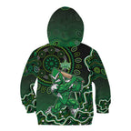 Melbourne Stars Cricket Mascot Kid Hoodie Aboriginal Dot Art Green And Black Tribal Pattern
