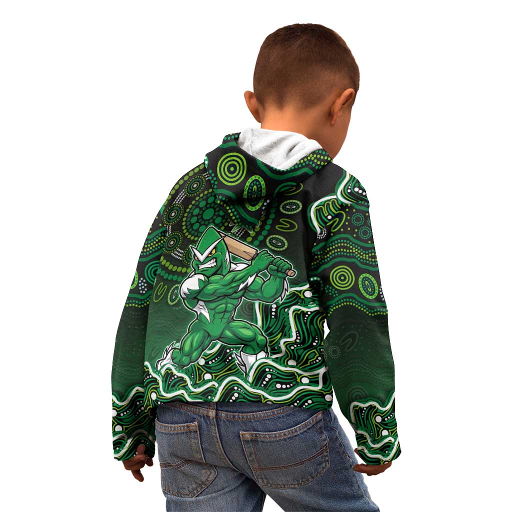 Melbourne Stars Cricket Mascot Kid Hoodie Aboriginal Dot Art Green And Black Tribal Pattern