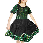 Melbourne Stars Cricket Mascot Kid Short Sleeve Dress Aboriginal Dot Art Green And Black Tribal Pattern